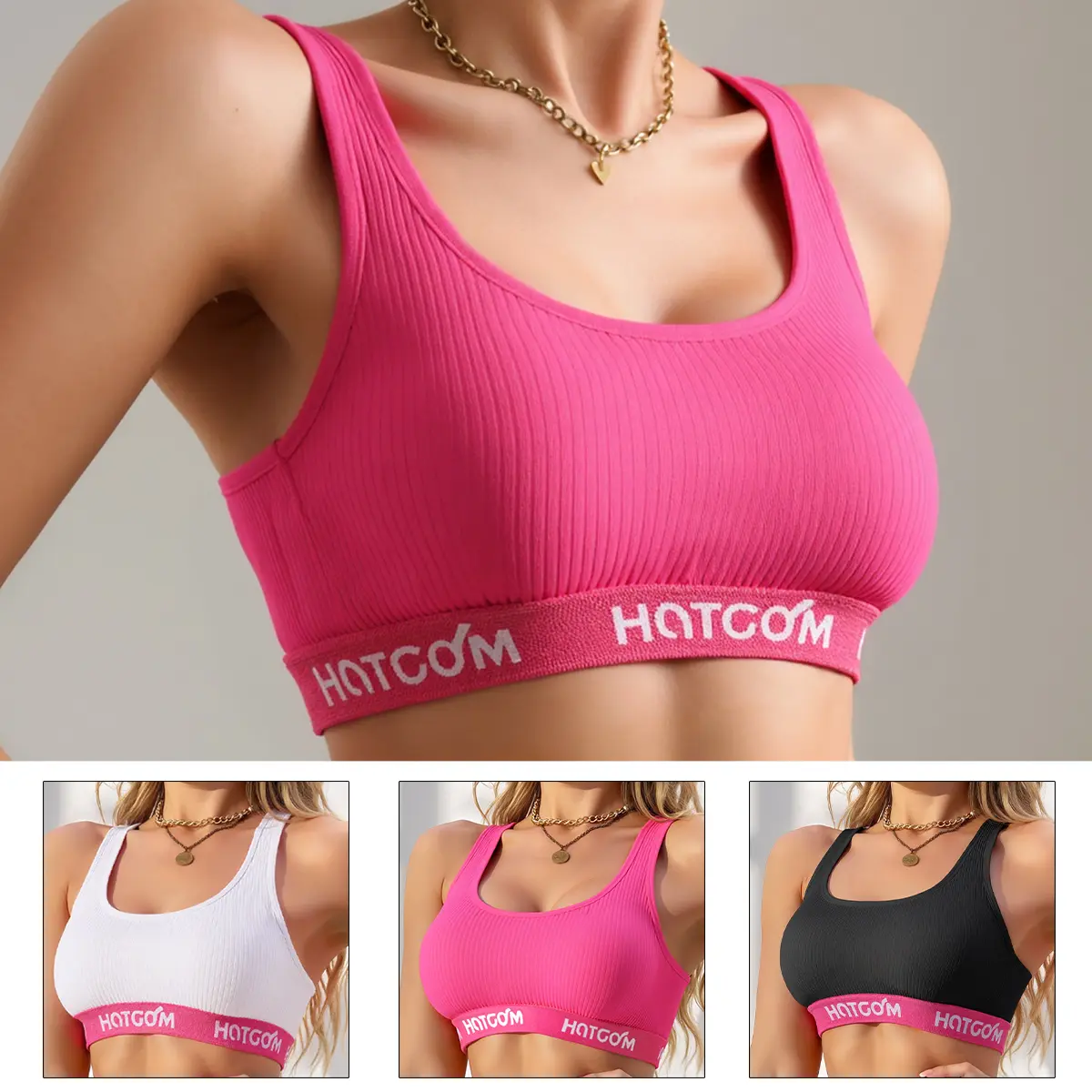 Hotcom Women's Plus Size Bralettes, 3-Pack Breathable Stretch Cotton Scoop Neck Bras, Soft, Wireless & Comfortable for Everyday Wear