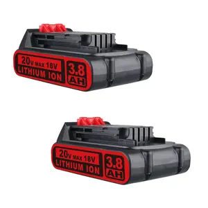 2Pack LBXR20 20V Battery 3.8Ah Compatible with Black and Decker 20V Lithium Battery LBXR2020 LBX20 LBXR2520
