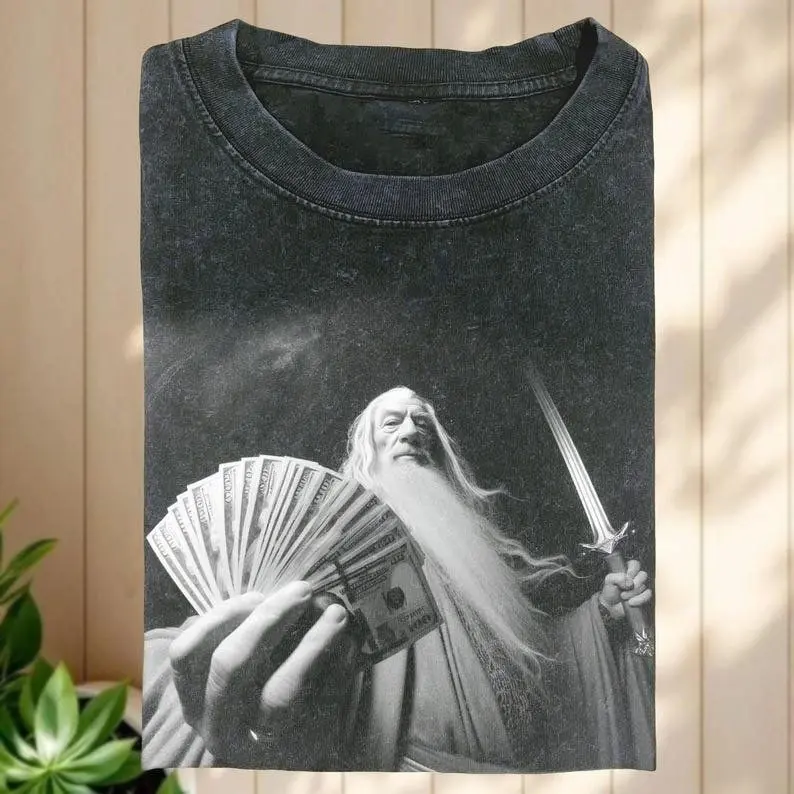 [Sale off up to 50%] Wizard Old and Rich Comfort Colors Shirt, Funny Dalf Meme Tee, Washed Fantasy Graphic Shirt for Men and Women