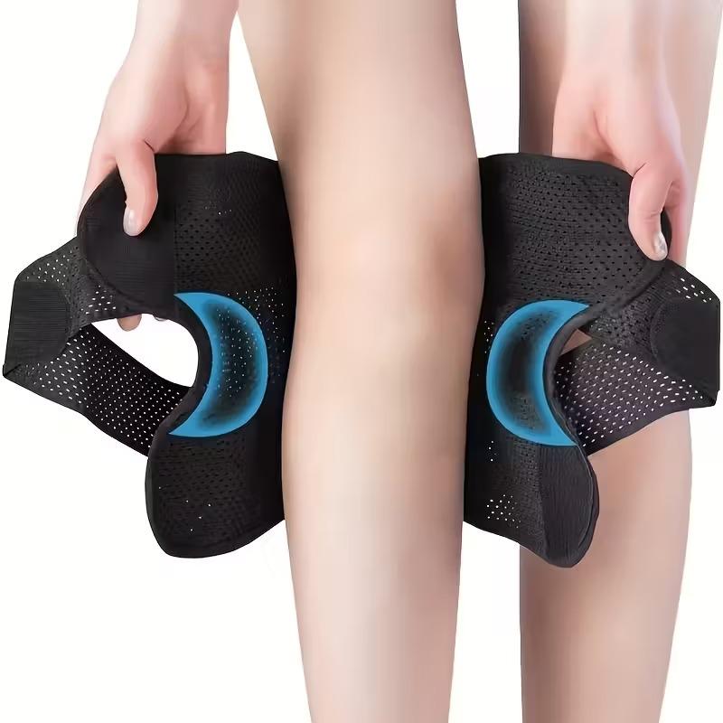 2pc Adjustable Knee Brace with Side Stabilizers - Medium Stretch Fabric, Pull-On Closure, Breathable Mesh & Ergonomic Design for Meniscal Tear Support, Uncharged Professional Knee Stability Brace for Sports & Daily Use, Knee Brace for Sports