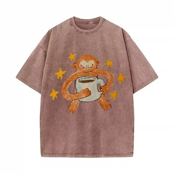 Washed Cotton Tee-Coffee