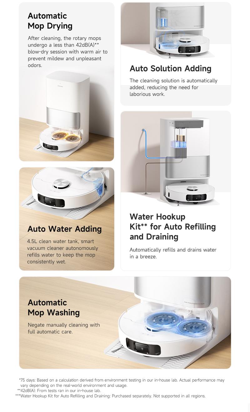 DREAME L10s Ultra Gen2 Robot Vacuum and Mop Combo 10000Pa Suction AI Navigation Auto Mop Cleaning Self Refilling Base for 60 Days Cleaning