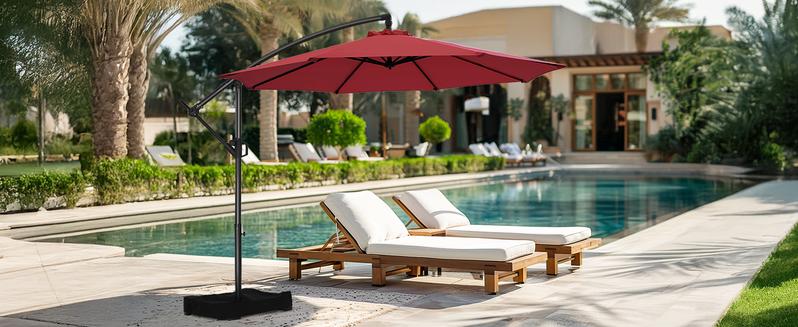 【Collection of Patio Umbrellas】Homshade Premium 10ft/9ft/7.5ft Offset Patio Umbrella with Adjustable Canopy & Easy Tilt System for Pool Deck & Garden - Solar Parasol with UV Protection