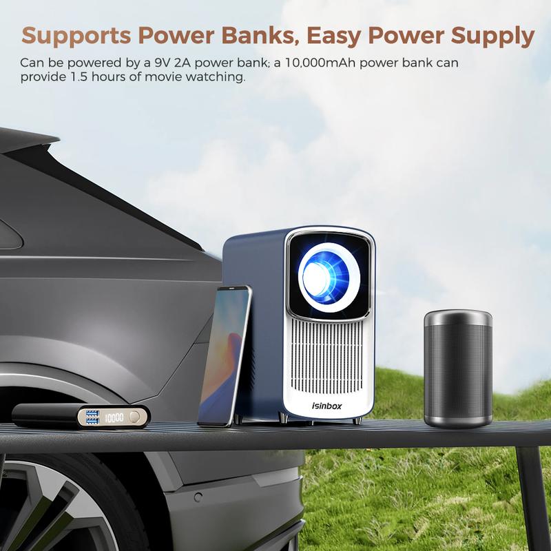 Portable Smart Projector With Android 12, 4K HD Display, Auto Focus, WiFi6 & BT5.4, Built-in Battery, Ideal For Home Cinema And Outdoor Use, Holiday Essentials, Christmas Gifts