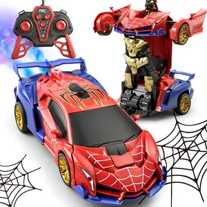 Transforming Spider RC Car Toy with Eye and Underbody Lights 2.4GHz One Key Change Robot Car