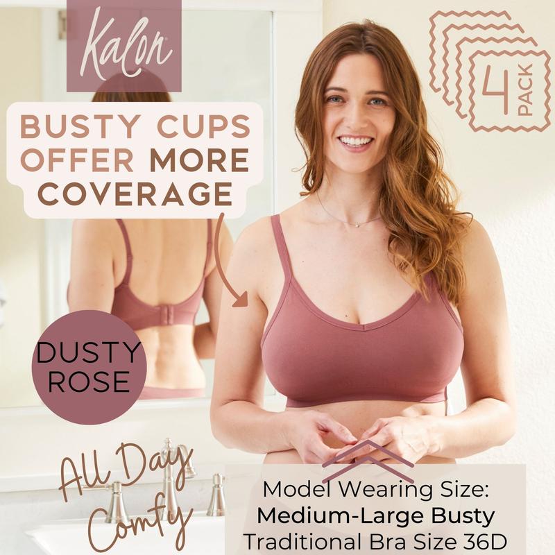 Kalon 4-Pack Women's Demi Bralettes with Adjustable Straps XXS-2XL