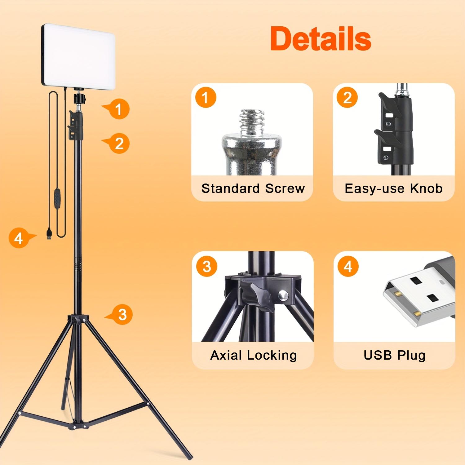 LED Video Light Kit With Adjustable 63" Tripod Stand - USB-Powered On-Camera Lighting For Content Creation/March Madness/Spring Break - Studio Glow Makeup Lighting - Ring Light Selfie Stick Fill Light SuperBowl / International Women's Day