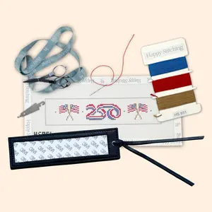 Happy Stitching - USA 250 Needlepoint Bookmark Kit - All-In-One Patriotic Needlepoint Kit