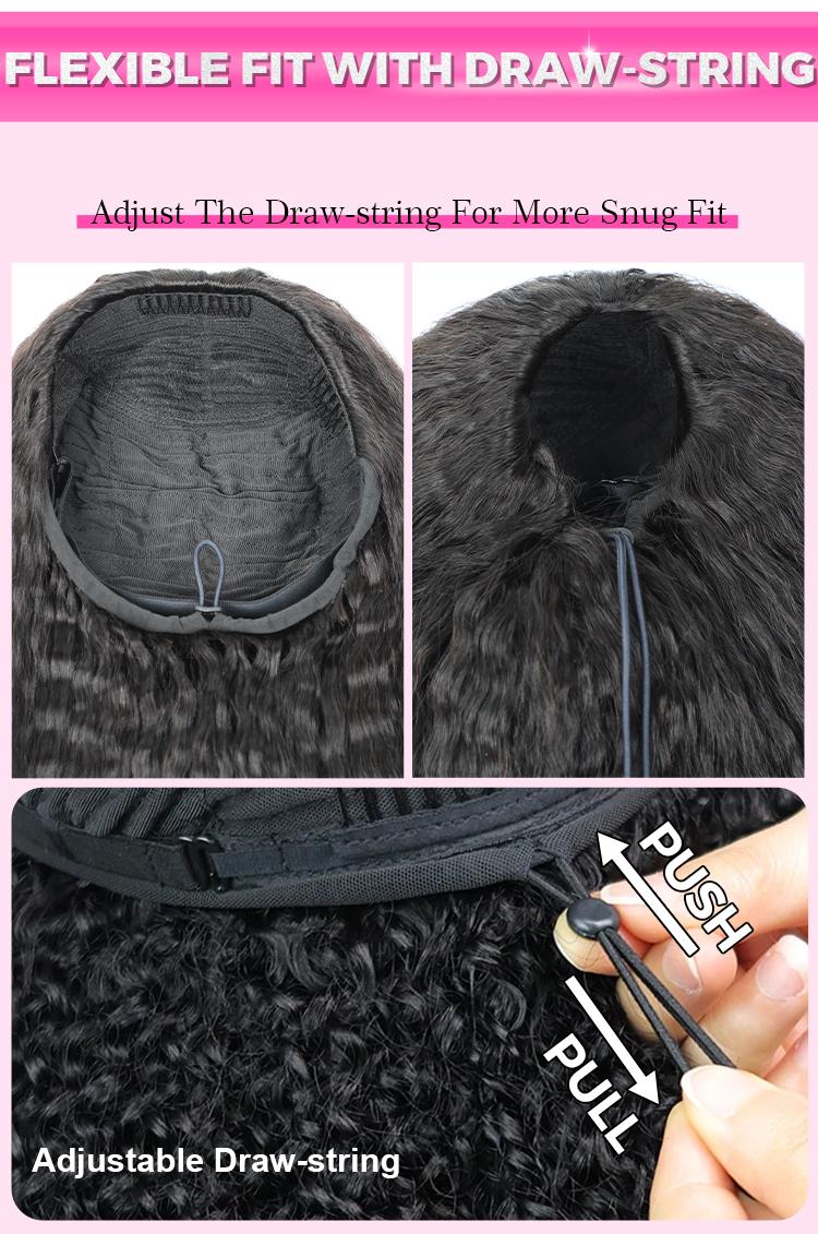 CurlyMe Wear Go Half Wig 250% Density Afro Kinky Curly Natural Black Human Hair Wigs Upgrade With Drawstring Cap Invisible Hairline Seamless Flip Over 3 IN 1 Glueless Install Wigs Beginner Friendly