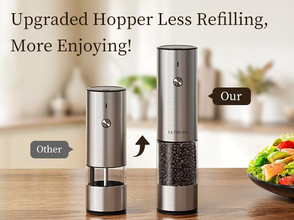 Ultrean Electric Salt & Pepper Grinder Sets - Rechargeable, Automatic with Adjustable Coarseness (6 Settings) , One-Hand Operated, For Kitchen, Gift