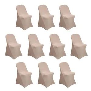 10 Pack Stretch Spandex Folding Chair Covers Nude - 160GSM Superior Durability with a Snug Fit Slipcovers