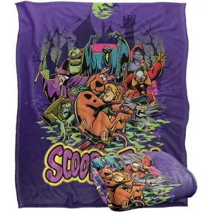 Scooby Doo Spooky Poster Scene Blanket Silky Touch Super Soft Throw for Halloween Christmas Gift Girls Bedroom Decor