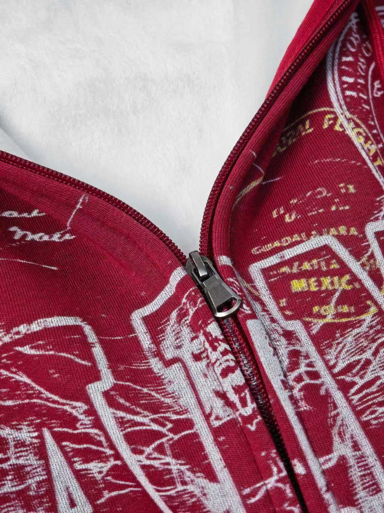 Sopula Studio Men's Saints Stamp Collage Vitruvian Man Vintage Art Graphic Zip Up Hoodie Casual Fall Streetwear SpringStatements