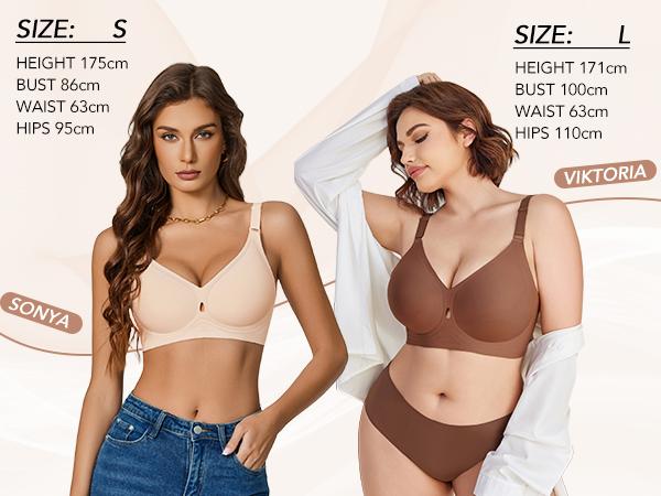 Avidlove Womens Wireless Jelly Bras Seamless Bra No Underwire Full Coverage Padded Bralette Comfortable Everyday Bras V-Neck Lace Elastic Fabric Fitted Bottom Breathable