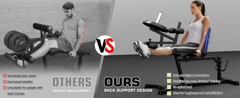 MIKOLO Leg Extension & Curl Machine, Adjustable Seated Leg Extension and Lying Leg Curl Equipment for Lower Body Workouts at Home Gym, 600LB Capacity Strength Training Accessory