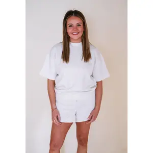 High Neck Top & Dolphin Shorts Set - Vanilla