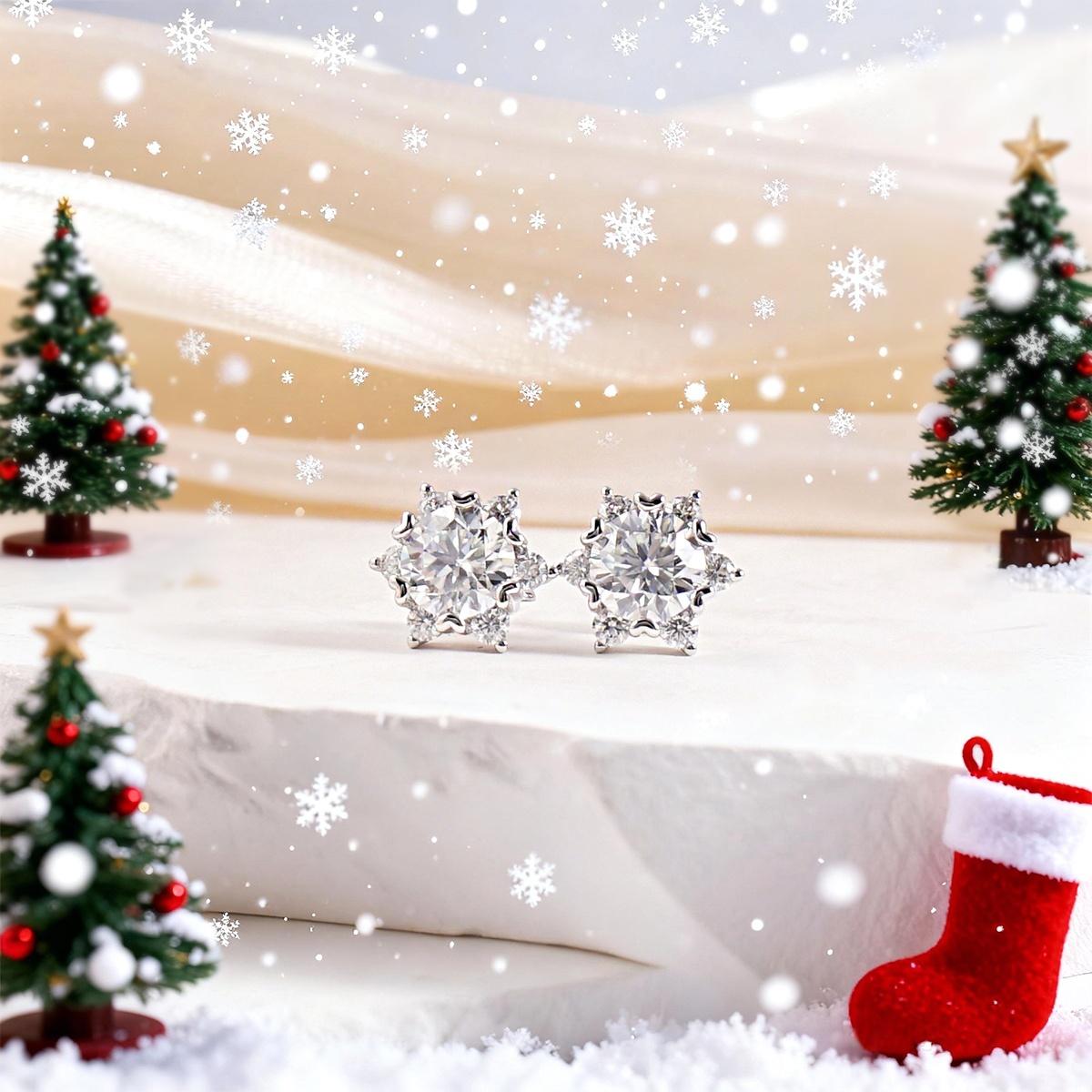 Moissanite 0.5-3ct Ice Crystal Snowflake Earrings, Sparkling Icy Shine, Winter Refined Jewelry, Earrings Accessories, Chic Fashion Jewelry, Fashion Pairings, Christmas Must-Have Stud Earrings, A Romantic Gift for Any Occasion Moissanite 0.5-3ct Ice Crystal Snowflake Earrings, Sparkling Icy Shine, Winter Refined Jewelry, Earrings Accessories, Chic Fashion Jewelry, Fashion Pairings, Christmas Must-Have Stud Earrings, A Romantic Gift for Any Occasion