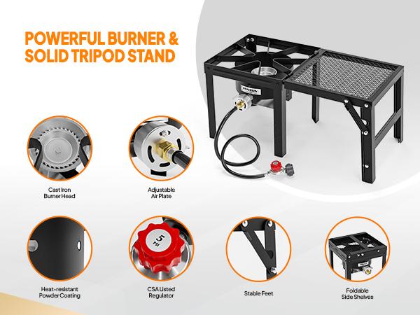 ROVSUN 100,000 BTU Propane Stove with Foldable Side Shelf, Single Burner Gas Stove for Outdoor Cooking with Regulator, Perfect for Camping, Tailgating, Turkey Frying, Seafood Boiling & Home Brewing,TikTokShopBlackFriday SpringStatements