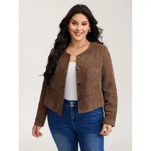 【Sharp & Structured】BLOOMCHIC Flocked Textured Button Pockets Jacket 2026 Summer Vibes