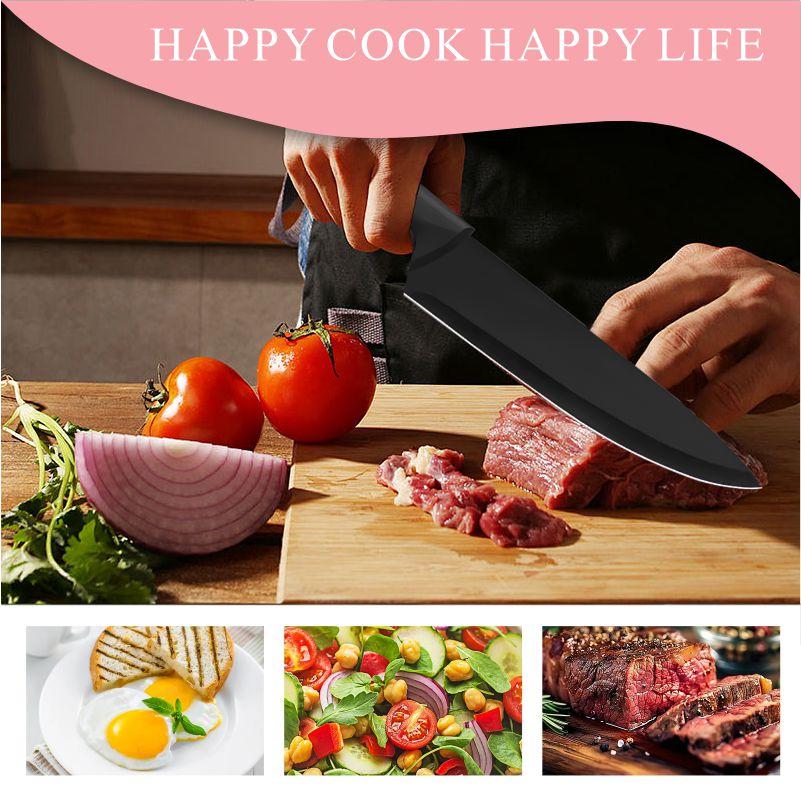 XBJ Premium 15-Piece Stainless Steel Kitchen Knife Set (with Built-in Sharpener): Including Chef's Knife, Japanese-Style Knife, Meat Cleaver, Bread Knife, Steak Knives and Scissors. The plastic handles are washable, making it an ideal gift choice. Block