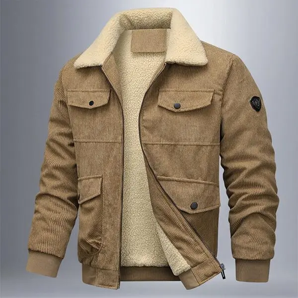 Hardcore Men's Corduroy Sherpa-Lined Jacket - Tough Look, Superior Warmth for Cold Days Coats Vintage Casual Classic
