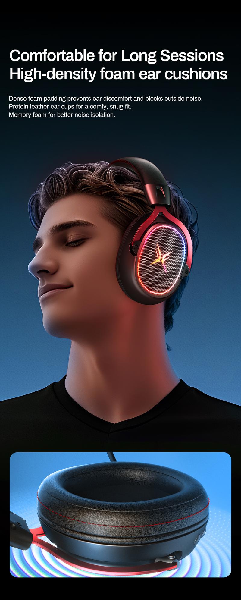 [New Year Picks] TAGRY K3 Gaming Headset - 7.1 Surround Sound - 50mm Drivers - Memory Foam Cushion - Bluetooth 5.3-USB-A/C Dual Interface 2.4G - Wired 3.5mm Audio Jack - For PC, Mac, PS4, PS5,Switch, Xbox, Smart Phone, Laptop, Smart Watch, Tablet