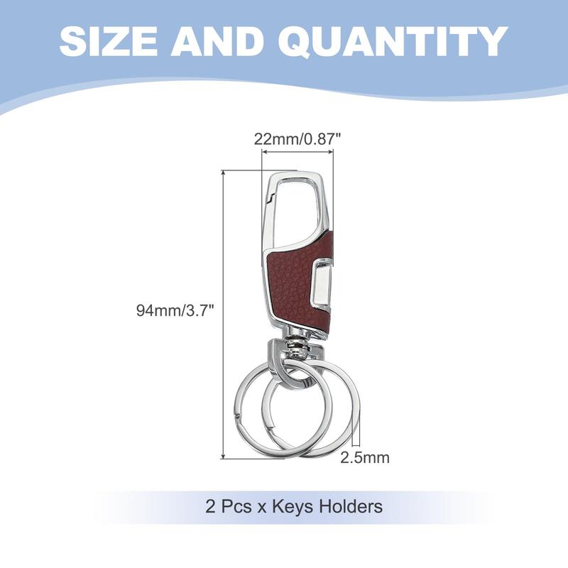 Durable Metal Dual Ring Keychain Black & Red Hook Key Holder for Car Bike & Office Keys 3 PCS Set