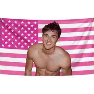 Jacobo Elordie American Flag 3x5Ft Pink Tapestry for Wall Hanging Dormitory Background Decoration Decor Durable Man Cave Vibrant Design BannerTapestry Decor