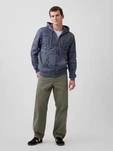 Adult Relaxed Gap Logo Print Zip Hoodie