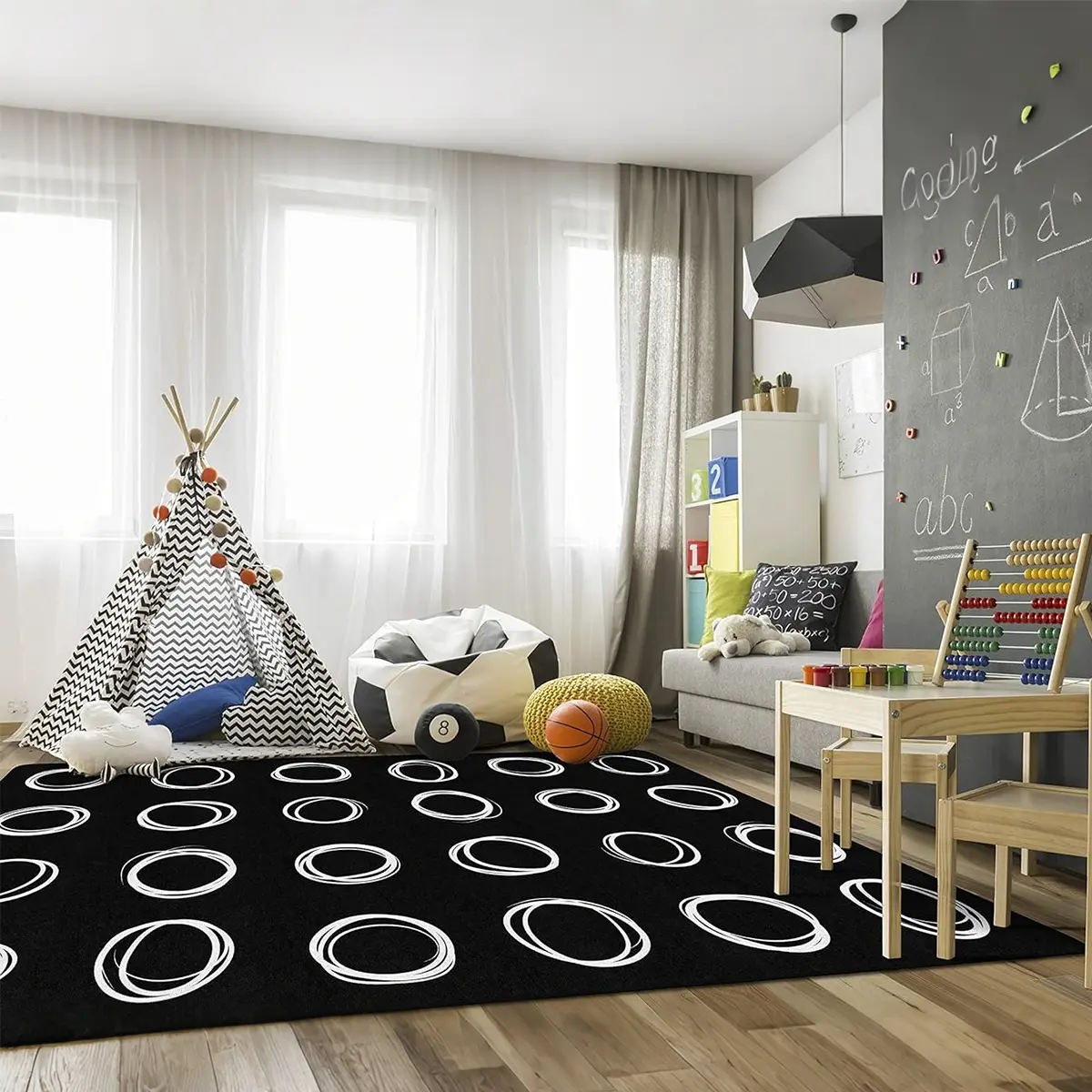 Multicolor Geometric Area Rug, Soft Floor Mat for Living Room & Bedroom, Decorative Carpet for Game Room, Fashionable Home Decoration, Indoor Rug