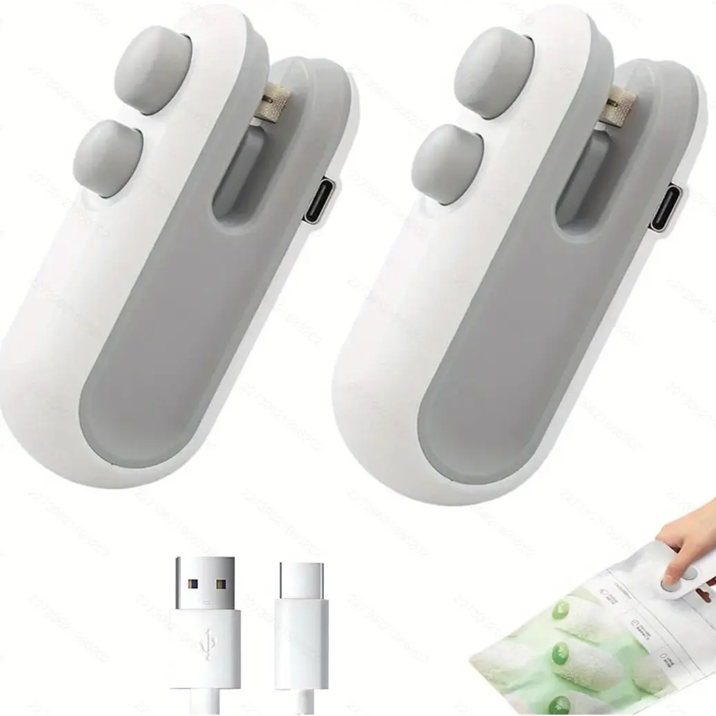 2-in-1 White Bag Sealer Handheld, Airtight Seal Cutting+Seal Machine with Magnetic Charger, Handheld Heat-Sealing Plastic Bags for Food Storage