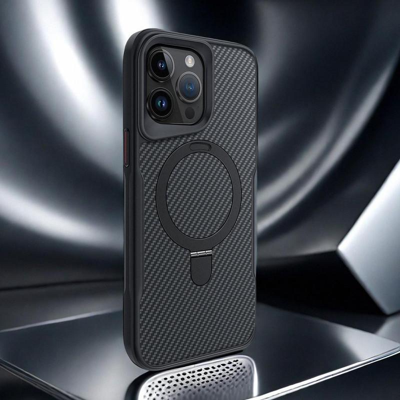 Magnetic Invisible Ring Stand Case for iPhone 17 Pro Max/16 Plus/15/14/13/12 Pro - Hard  Back Panel with Strong Grip Viewing, Shockproof Protective Cover-HN-PG01