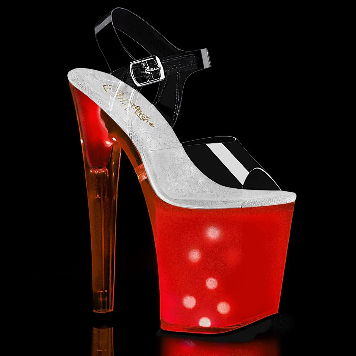 Women's Ankle Strap Platform Shoes, 8-in High Heel Sandals with USB Chargeable LED Lights for Parties & Nightclubs, Footwear