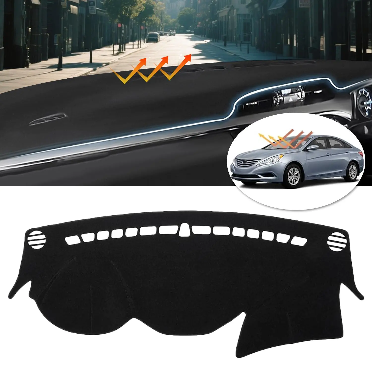 Dash Cover Compatible with Hyundai Sonata 2011 2012 2013 2014 Accessories Dashboard Cover Mat Non-Slip Carpet Sunshield Glare UV Rays Protector
