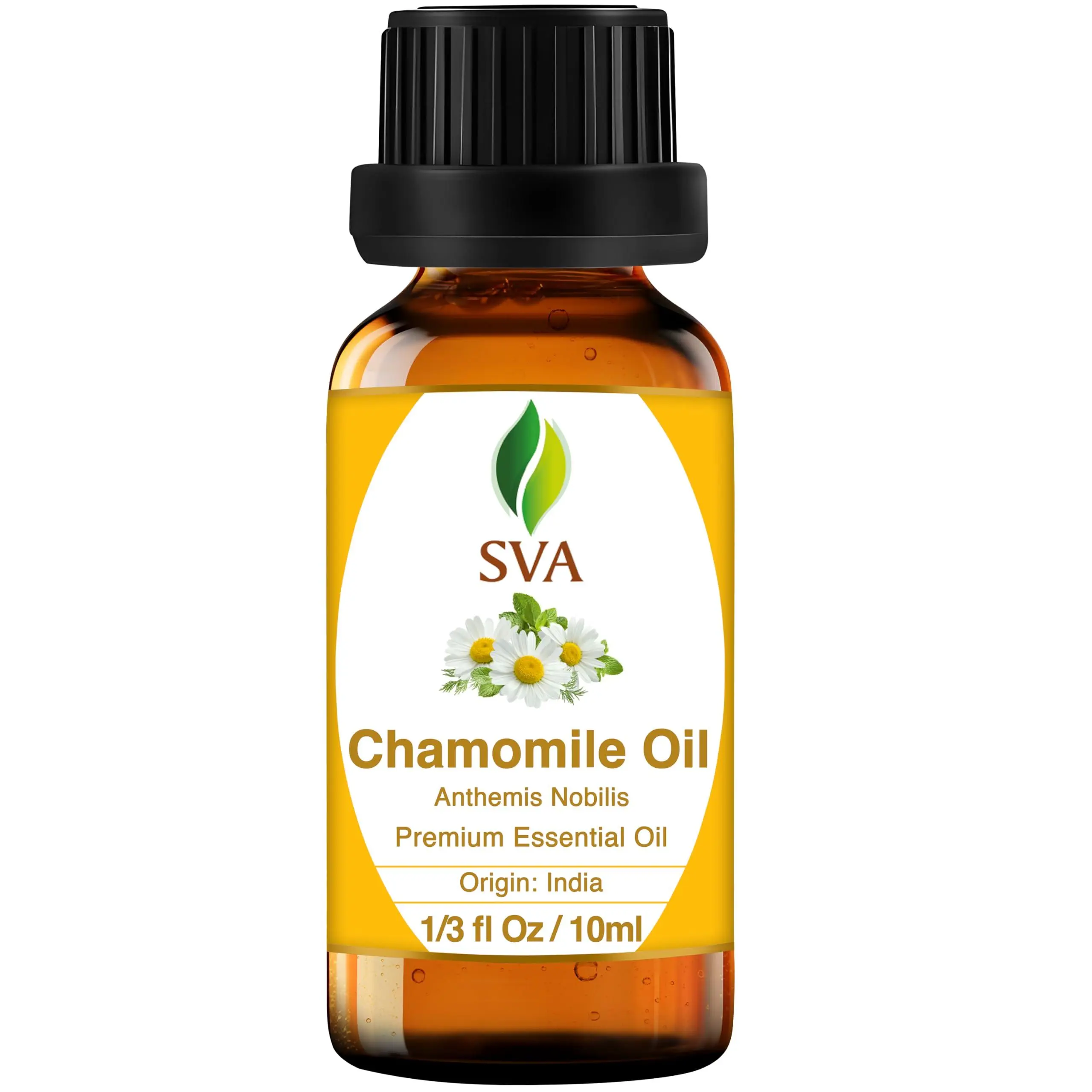SVA 100% Natural Chamomile Essential Oil - 0.33 Fl Oz Wellness Botanical Oil for Aromatherapy Diffuser, Skin Nourishment, Chamomile Scented Use, Botanical Oils