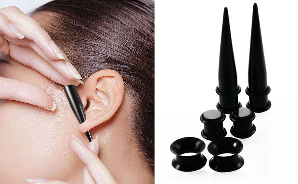 50 Pieces Ear Stretching Kit 14G-00G Acrylic Tapers and Plugs + Silicone Tunnels - Ear Gauges Expander Set Body Piercing