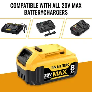 TANLOOK 8.0Ah Replacement for Dewalt 20V Max Battery, Compatible with 20 Volt Dewalt Batteries Cordless Power Tools, Lithium Ion Battery