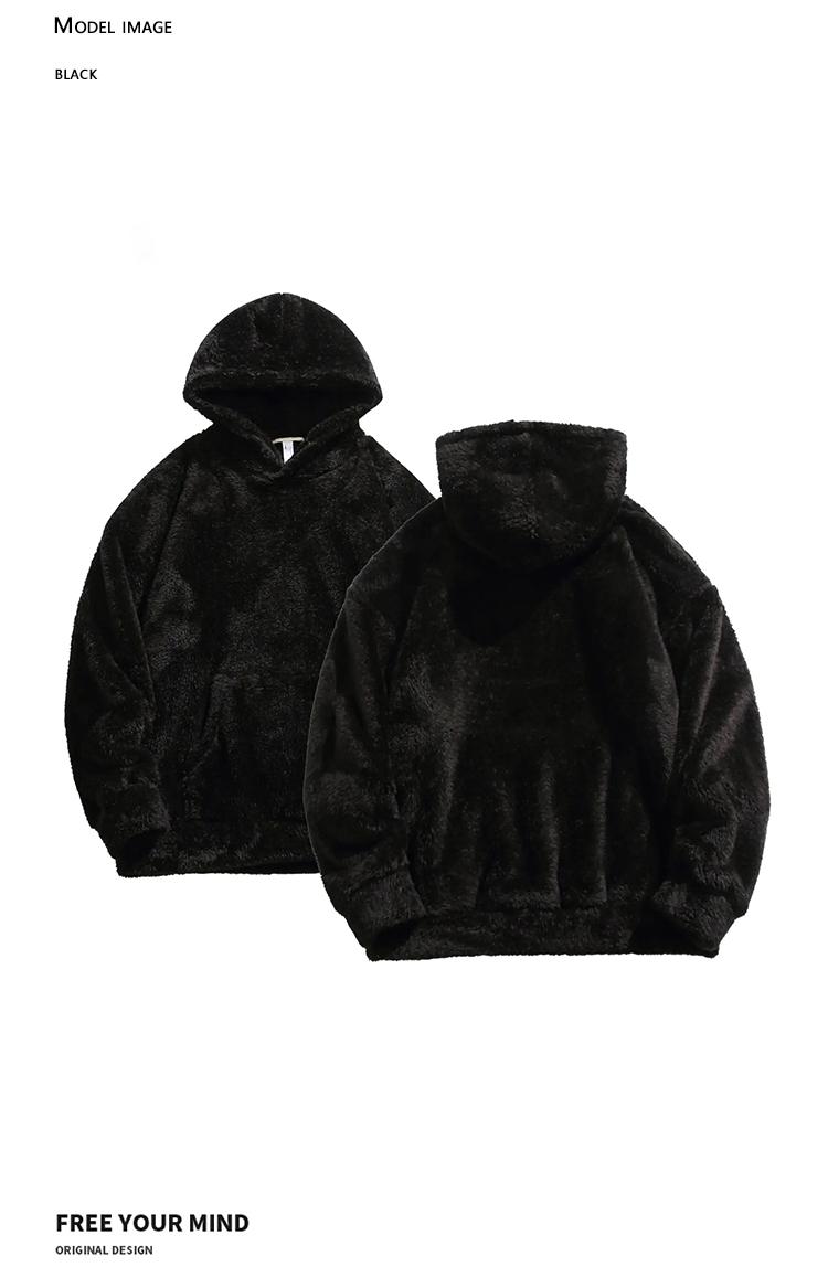 One piece Men's winter fleece thick casual loose and comfortable Arctic fleece hooded sweatshirt, Men's warm outerwear hooded clothes, Men's Solid Pocket Long Sleeve Fuzzy Hoodie, Cozy Fall Outfits