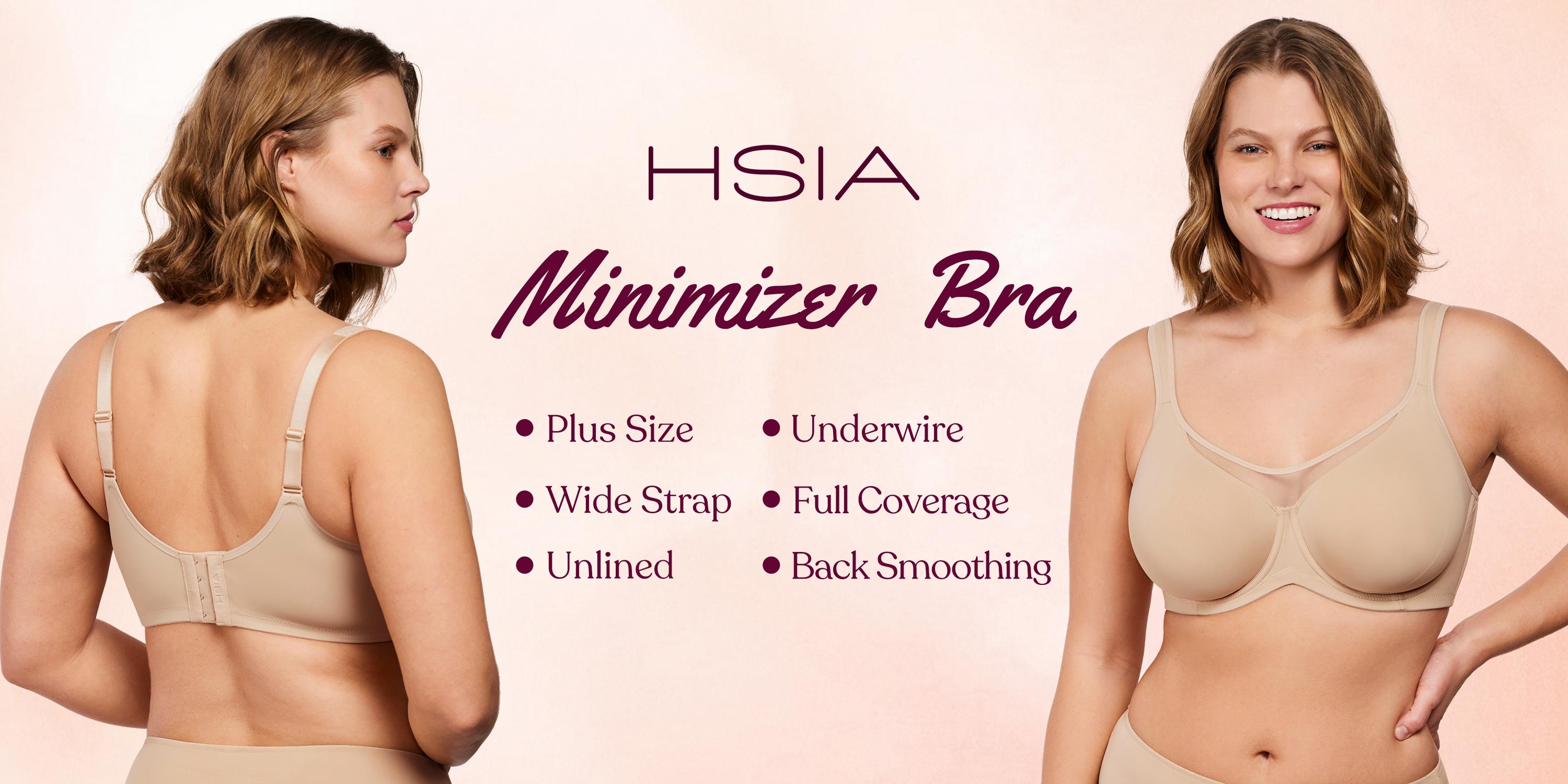 HSIA Cardi Comfort Bra Plus Size Underwire Non-padded Smoothing Wide Strap Full Coverage The Security-Blanket Bra for Big Busted Women Unlined Minimizer T-shirt Bra SpringStatements