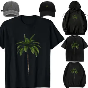 Family set-DIY-Unisex-Long sleeves / With a hat / For children/Tropical Palm Tree T-Shirt