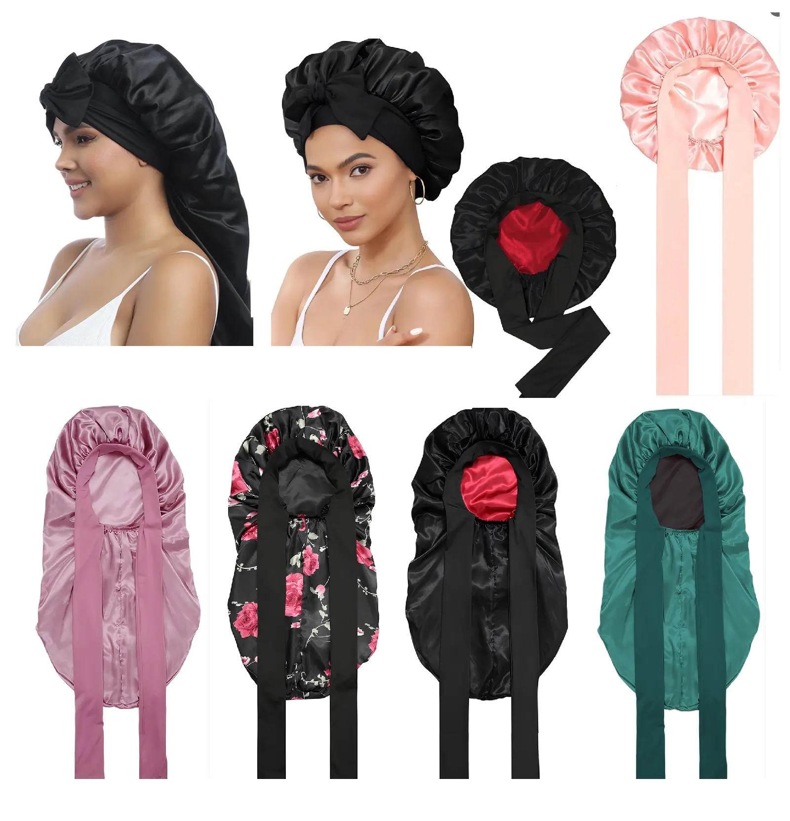 Women's Adjustable Satin Daily Sleep Bonnet - Silk Cap with Tie Band for Braids, Curly Hair Care #MothersDayGift #GiftsForHer, Adjustable Hair Bonnet