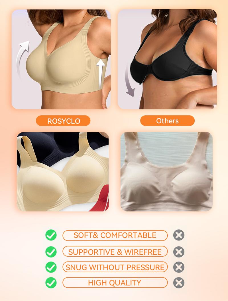 rosyclo Women's Wireless Push Up Bra Plus Size No Underwire Deep V Bras for Women Full Coverage Back Smoothing Sports Bra with 4-Layer Jelly Strips Support and Lift All Seasons Seamless Activewear Yoga Workout Activewear rosyclo Women's Wireless Push Up Bra Plus Size No Underwire Deep V Bras for Women Full Coverage Back Smoothing Sports Bra with 4-Layer Jelly Strips Support and Lift All Seasons Seamless Activewear Yoga Workout Activewear