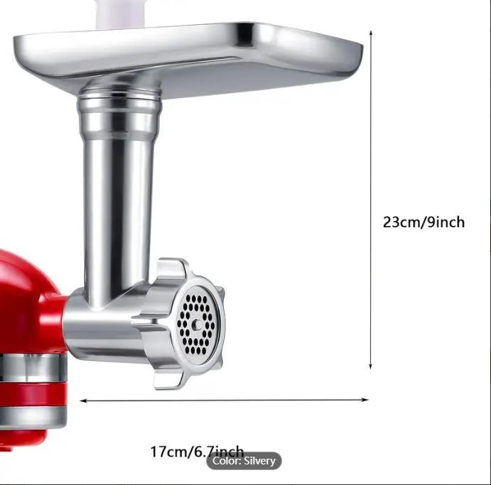 Metal Food Grinder Attachments For KitchenAid Stand Mixers, Meat Grinder, Sausage Stuffer, Perfect Attachment For KitchenAid Mixers, Silver (Machine/Mixer Not Included)