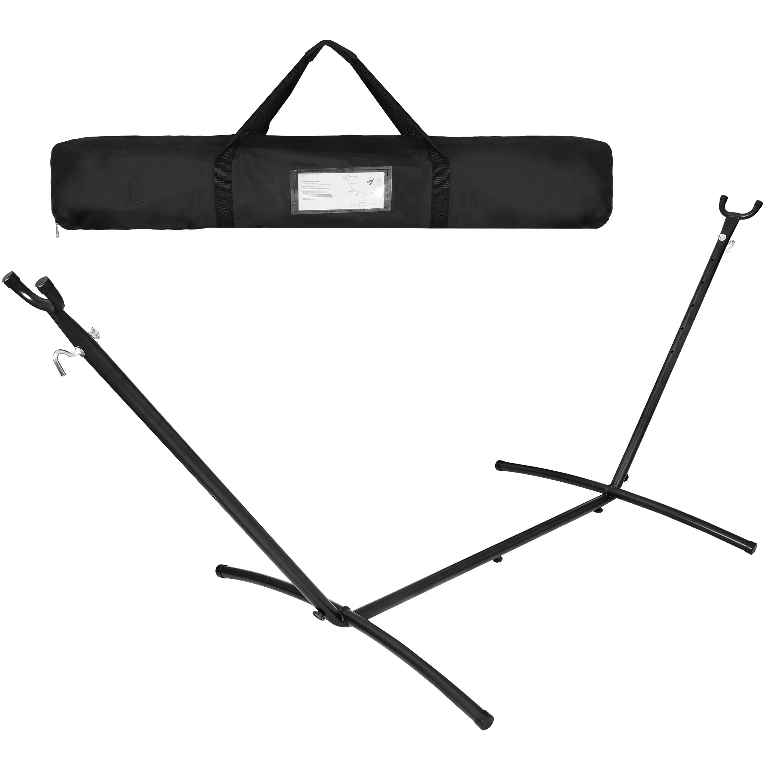 AnswerE 2-Person Freestanding Outdoor Hammock, 9FT Double Steel Adjustable Stand, 450lbs Weight Capacity, Included Carrying Bag, Durable Black Camping Hammock, Freestanding Hammock, 2-Person Hammock Hammocks