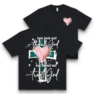 Thank God Trust God Graphic Tee Oversized Christian Faith Streetwear 100% Cotton Unisex Classic Fit Soft Comfy Tshirt with Slogan Printing for Summer graphic  tee shirts