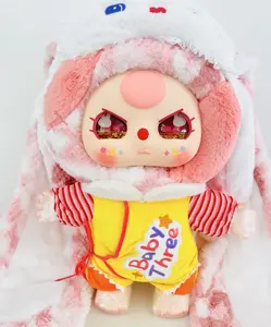 baby three good night baby 1000% pink-bule Bunny Plush Dolls，Soft Furry Collectibles，Backpack or clothing decoration