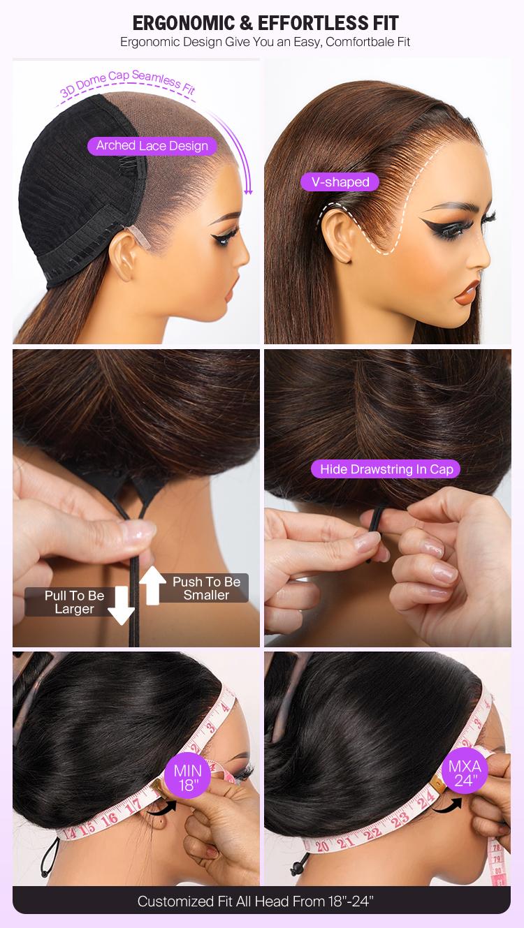 [13x6 Fall Hair] Megalook #4 Chocolate Brown HD Lace Frontal Wigs Pull Go Glueless Wig Body Wave Human Hair Pre-plucked Natural Hairline With Drawstring Band