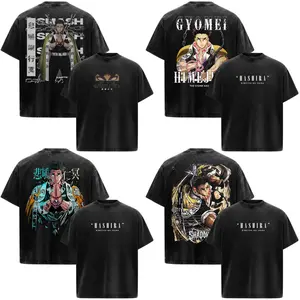 Gyomei Himejima Demon Slayer: Kimetsu No Yaiba Anime Manga Acid Washed 230GSM Heavyweight Cotton T Shirt Collection - Size S to 3XL - Unisex Vintage Streetwear Oversized Crewneck Merch - Gift for Anime Fans