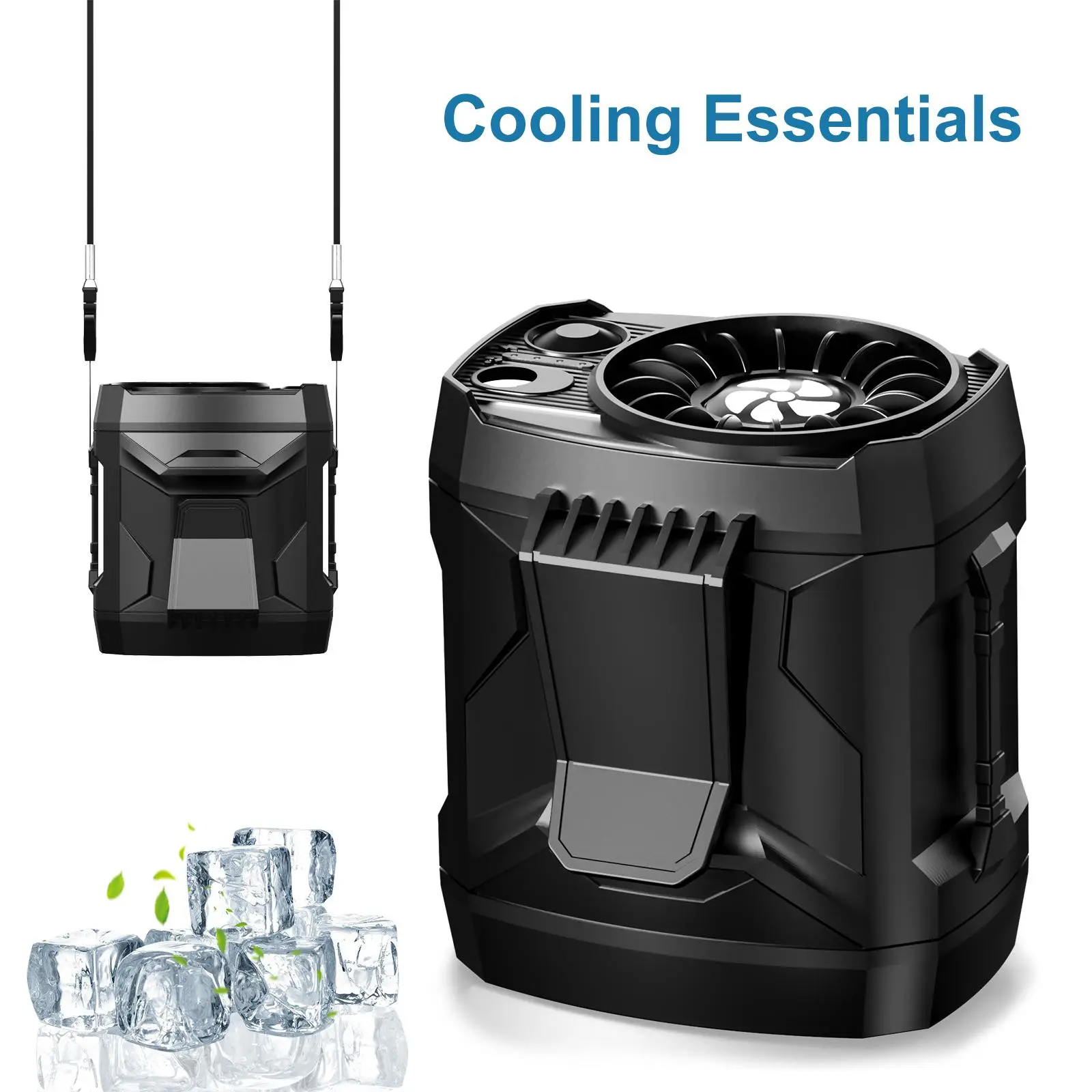Lentorgi Wearable Portable Waist Fan with LED Emergency Light and Lanyard, Clip-on Car Fan, 4 Speeds Adjustable, Cellphone Holder, Type-C Rechargeable Fan,Multifunctional Cooling FAN for Outdoor, Extreme Cooling, Construction Site, Office, Makeup, Gifts