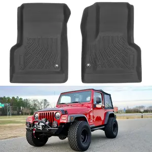 Canvcle Jeep Wrangler TJ Floor Mats 1997-2006 TPE All Weather Protection Front Row Liner 2PCS Black Car Interior Kit Easy Clean Install Custom Fit Advanced Material Safety Features